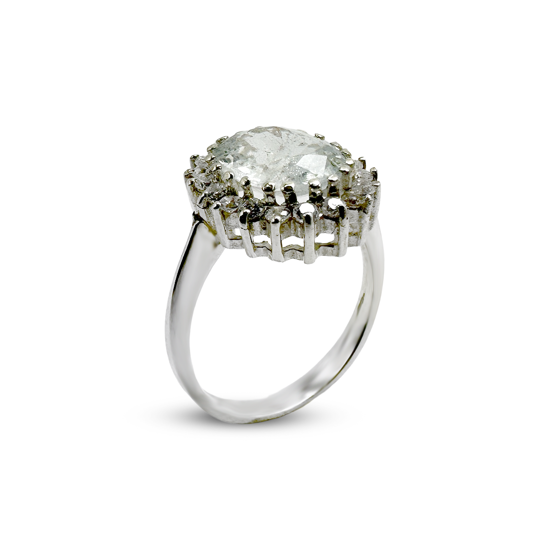 Aquamarine Women Ring - Halo Design