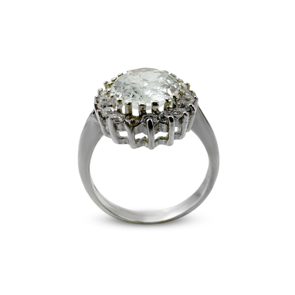 Aquamarine Women Ring - Halo Design