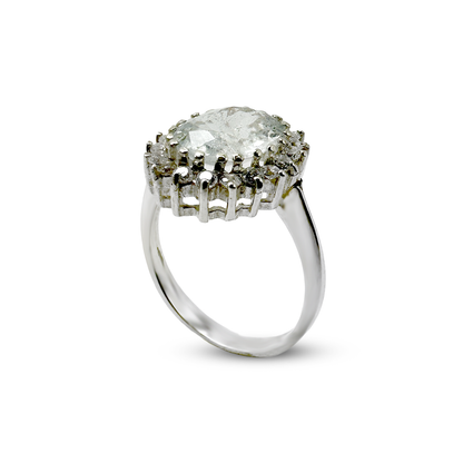 Aquamarine Women Ring - Halo Design