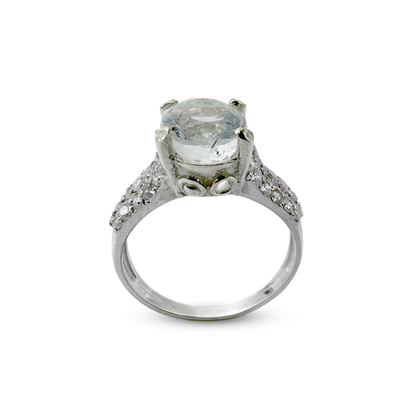Aquamarine Women Ring - ZIrcom Stripe Design