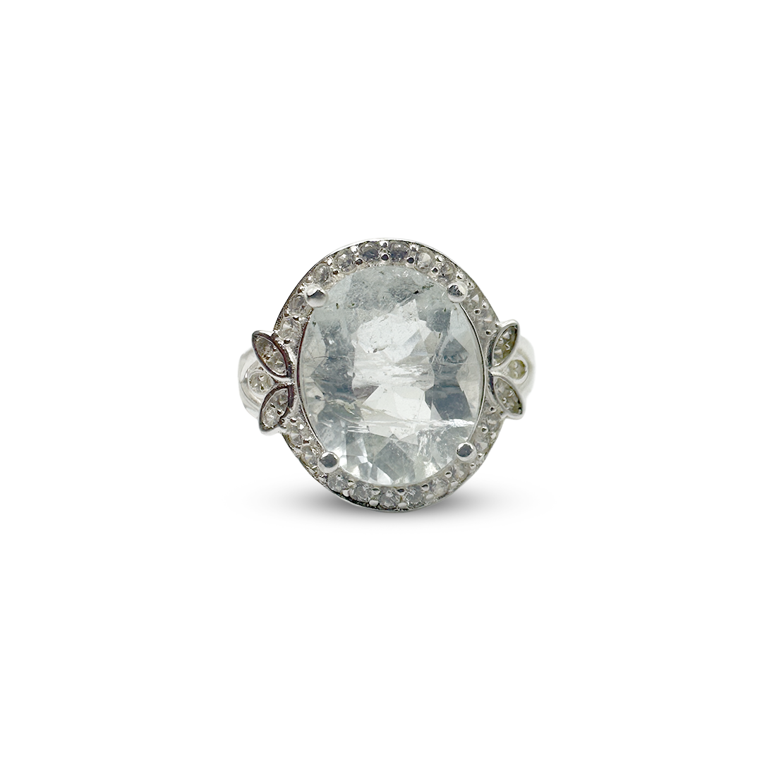 Aquamarine Women Ring - Zircon Pine Design