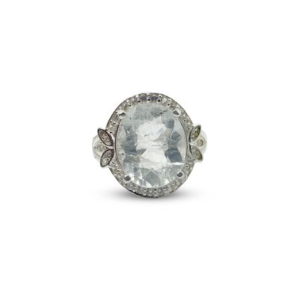 Aquamarine Women Ring - Zircon Pine Design