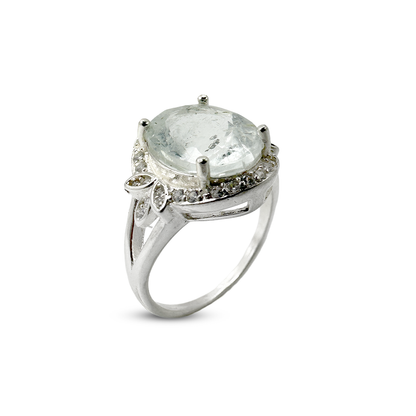 Aquamarine Women Ring - Zircon Pine Design