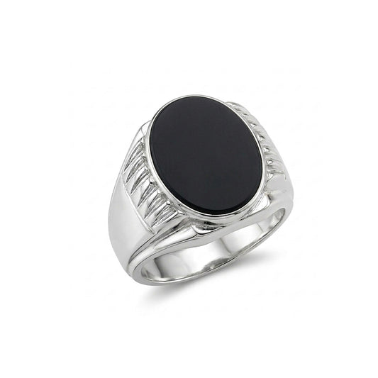 Black Agate Men Ring -Twisted Ridge