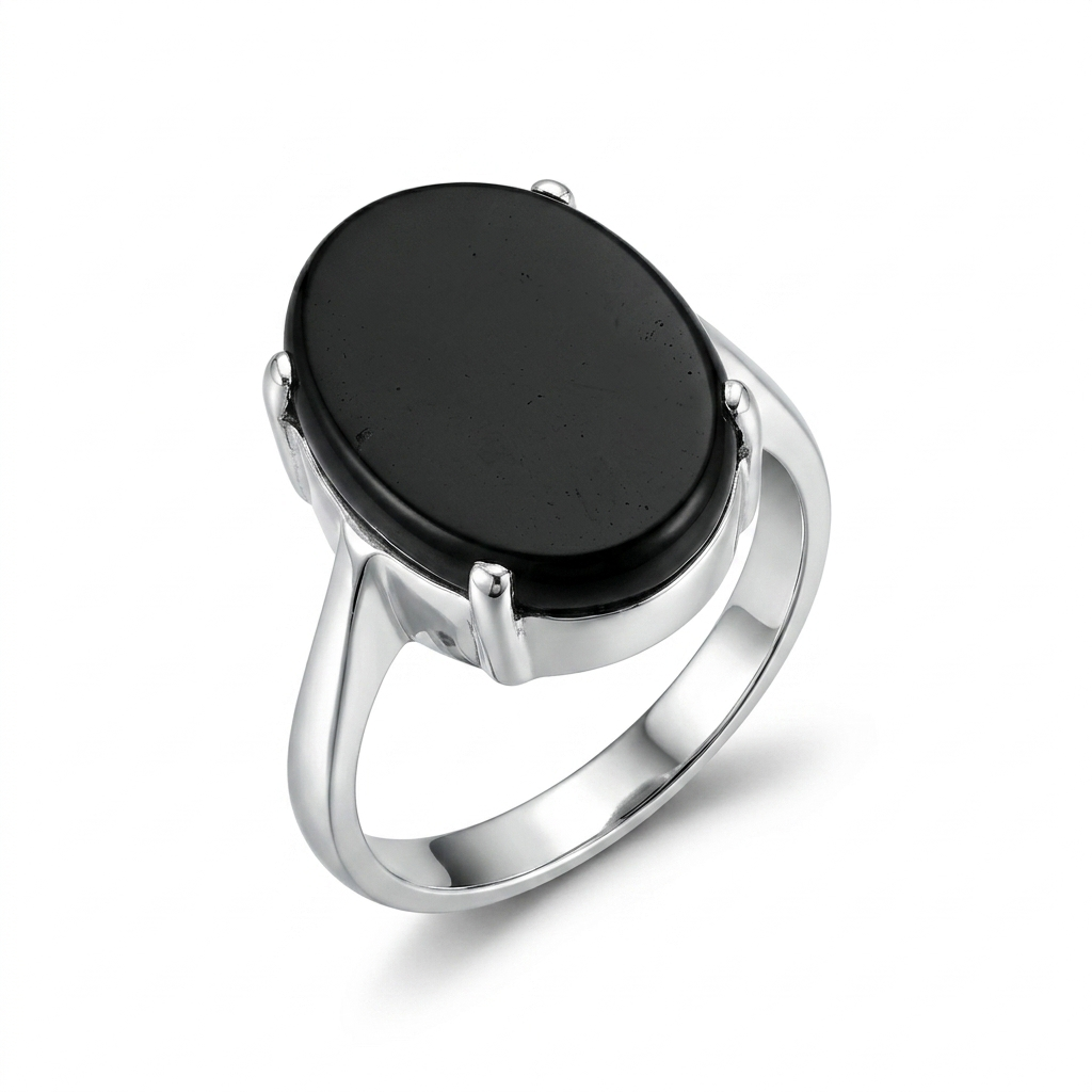 Black Agate Women Ring - Onyx Oval
