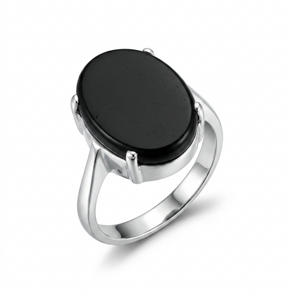 Black Agate Women Ring - Onyx Oval