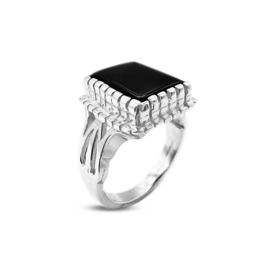 Black Agate Men Ring – Exotic Crown