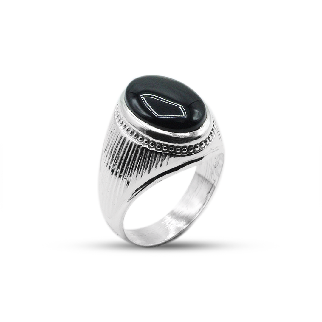 Black Agate Men Ring – Waterfall Across