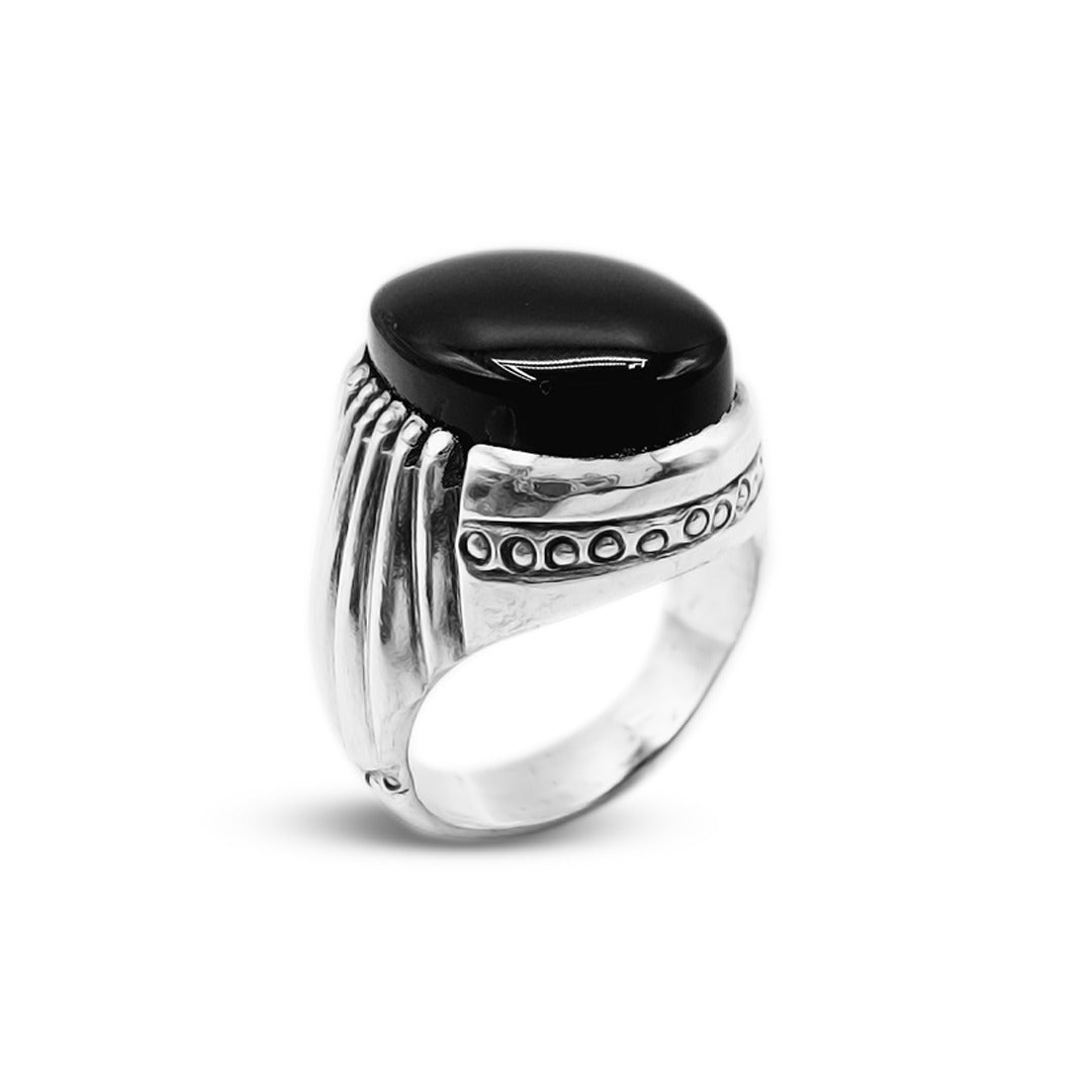 Black Agate Men Ring – Persian Art