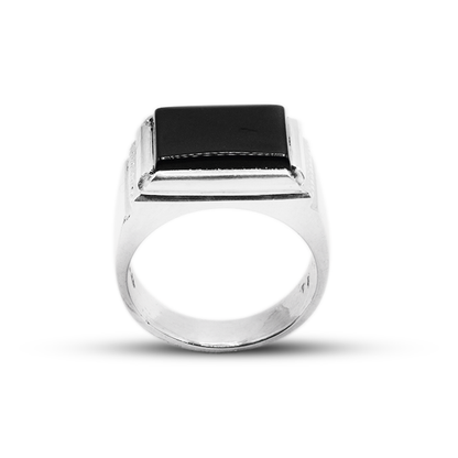 Black Agate Men Ring – Zip Side Ring