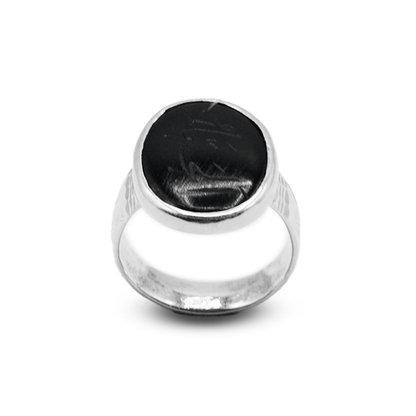 Black Agate Men Ring – Plain Band