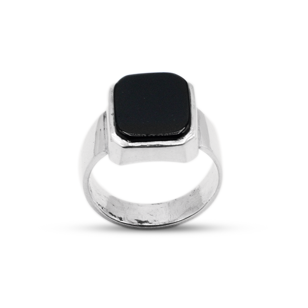 Black Agate Men Ring – Broad Edge Cup