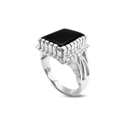 Black Agate Men Ring – Exotic Crown