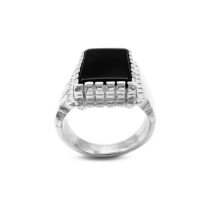 Black Agate Men Ring – Exotic Crown