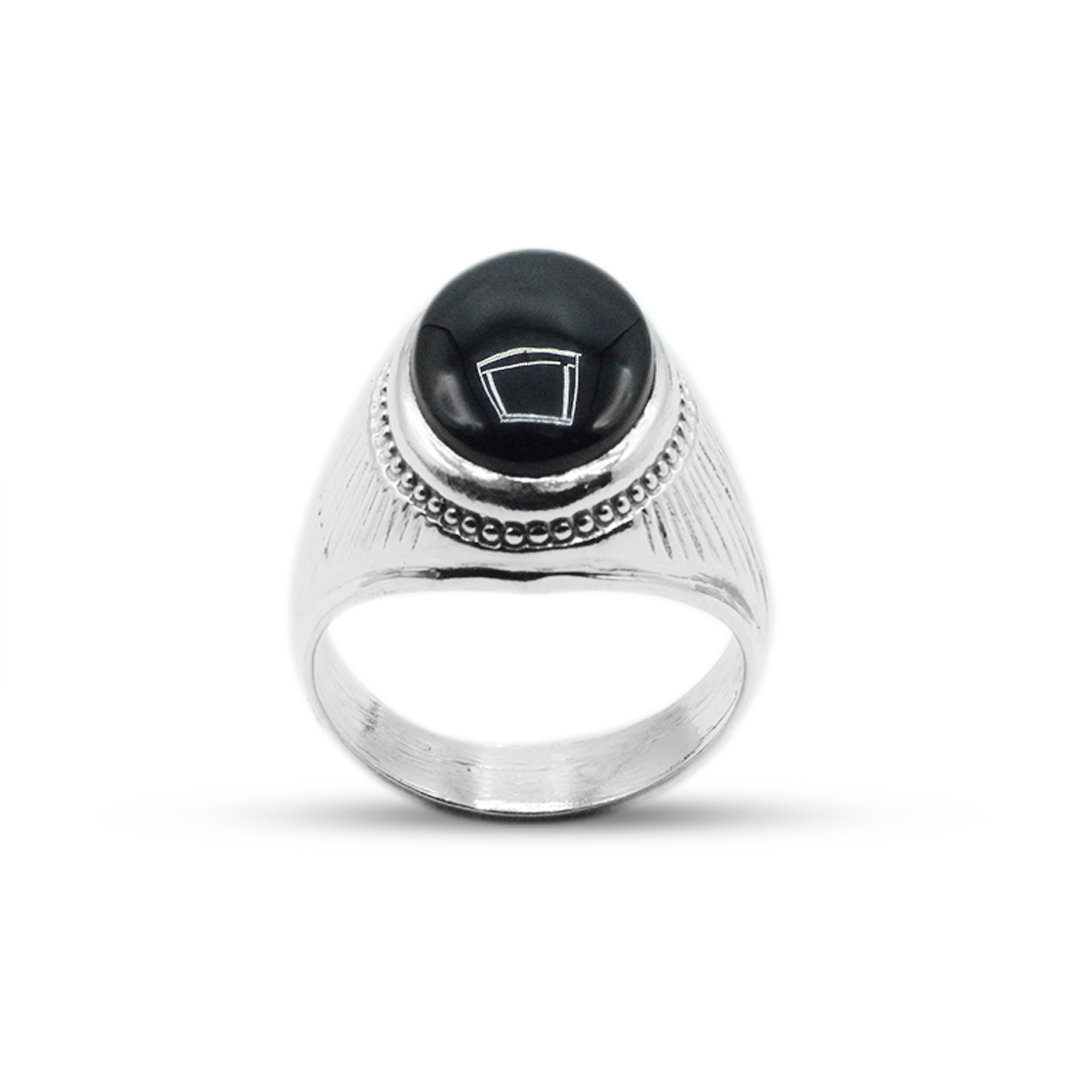 Black Agate Men Ring – Waterfall Across