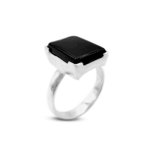 Black Agate Women Ring – Recta Simple Design