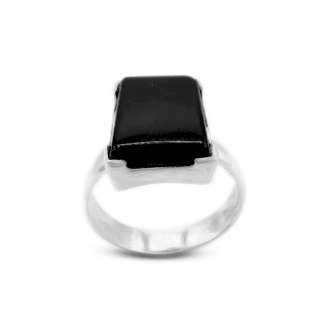 Black Agate Women Ring – Recta Simple Design