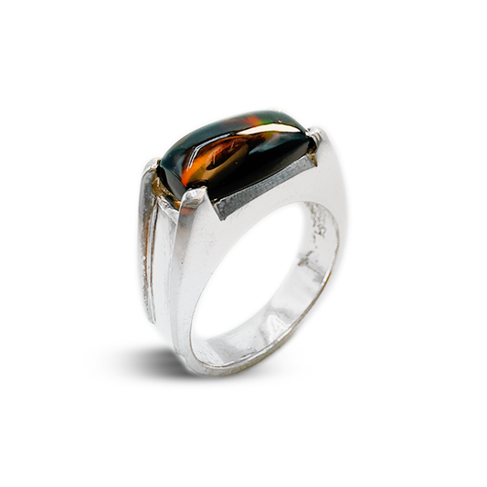 Black Opal Men Ring – Fancy Band