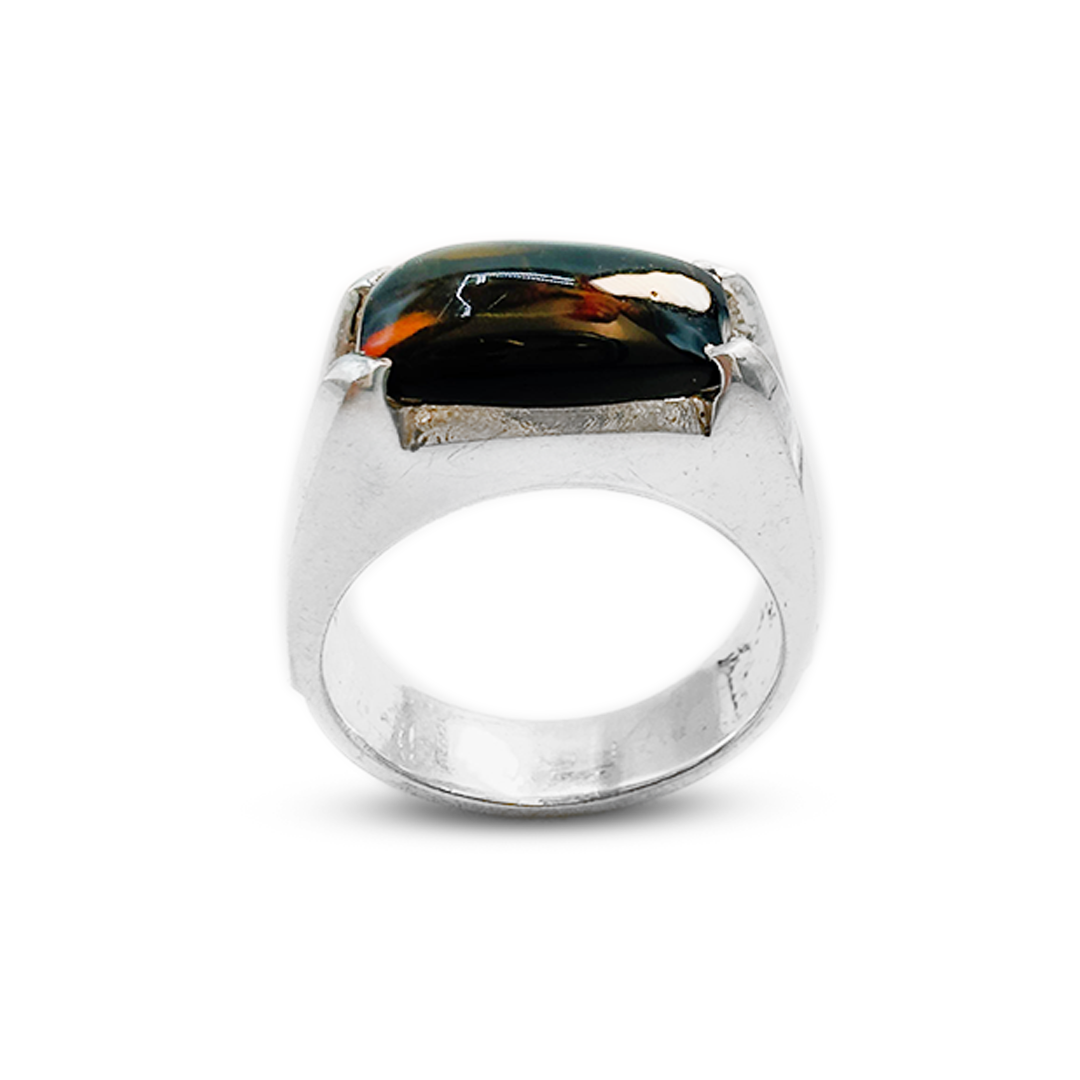 Black Opal Men Ring – Fancy Band