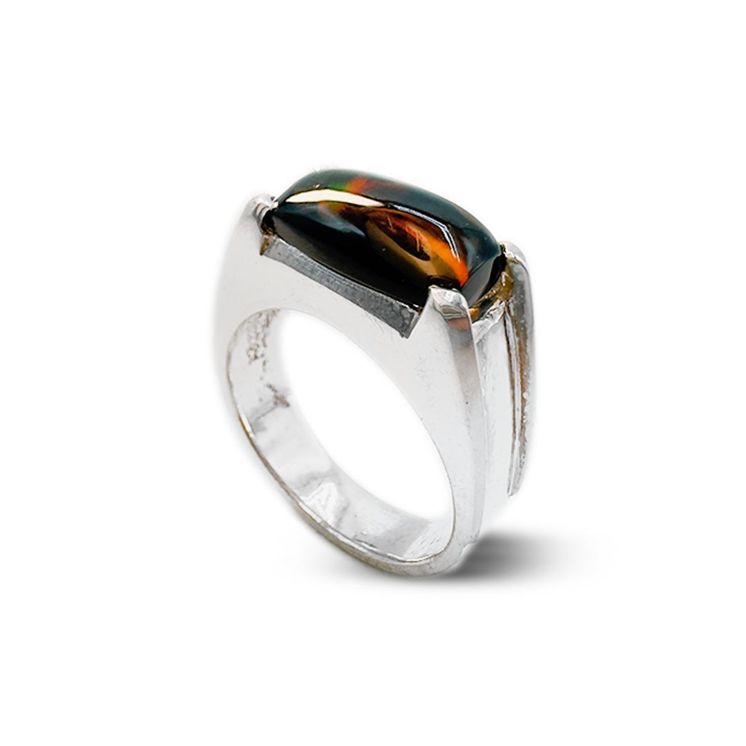 Black Opal Men Ring – Fancy Band