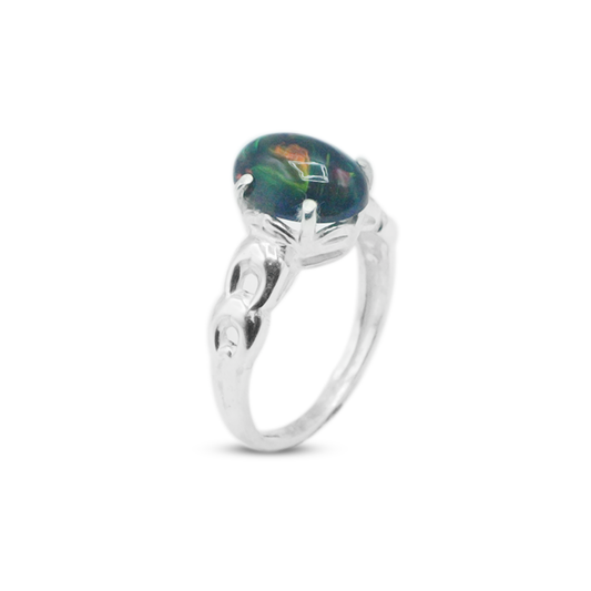 Black Opal Women Ring – Chain Band Ring