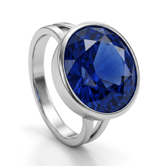 Blue Sapphire Men Ring - Oval Cut