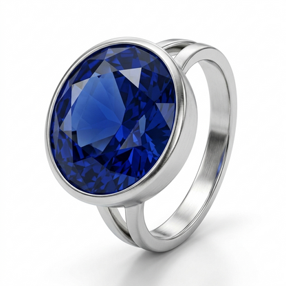 Blue Sapphire Men Ring - Oval Cut