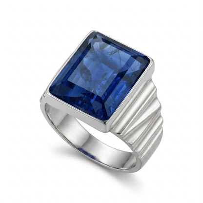 Blue Sapphire Men Ring - Rectangular