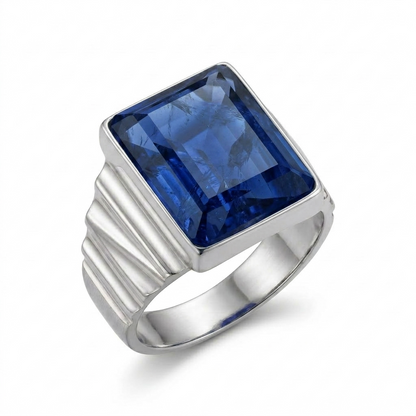 Blue Sapphire Men Ring - Rectangular
