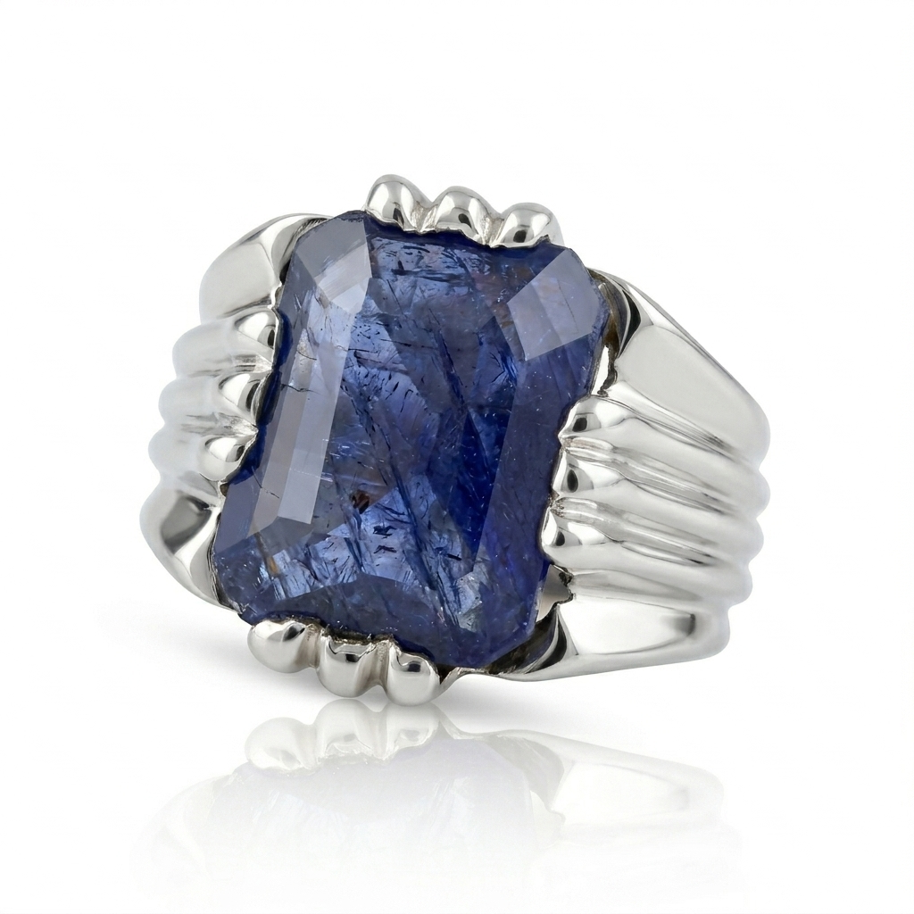 Blue Sapphire Men Ring - Raw