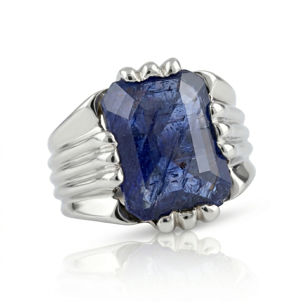 Blue Sapphire Men Ring - Raw