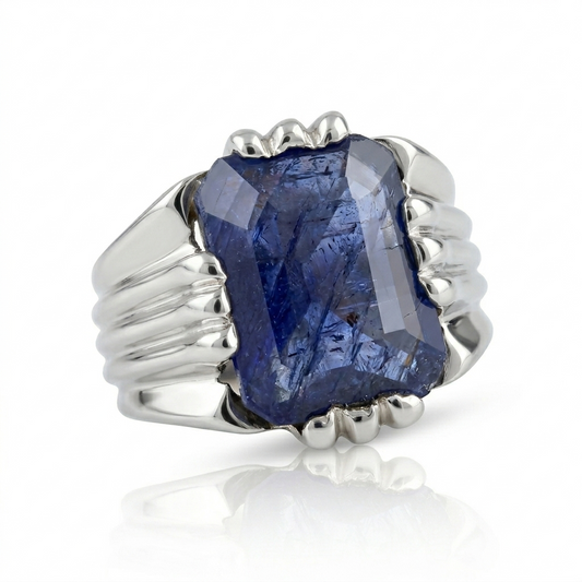 Blue Sapphire Men Ring - Raw