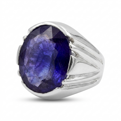 Blue Sapphire Men Ring - faceted cut