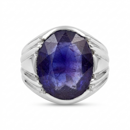 Blue Sapphire Men Ring - faceted cut