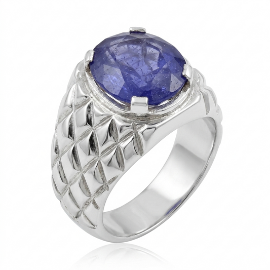 Blue Sapphire Men Ring - Classic Oval