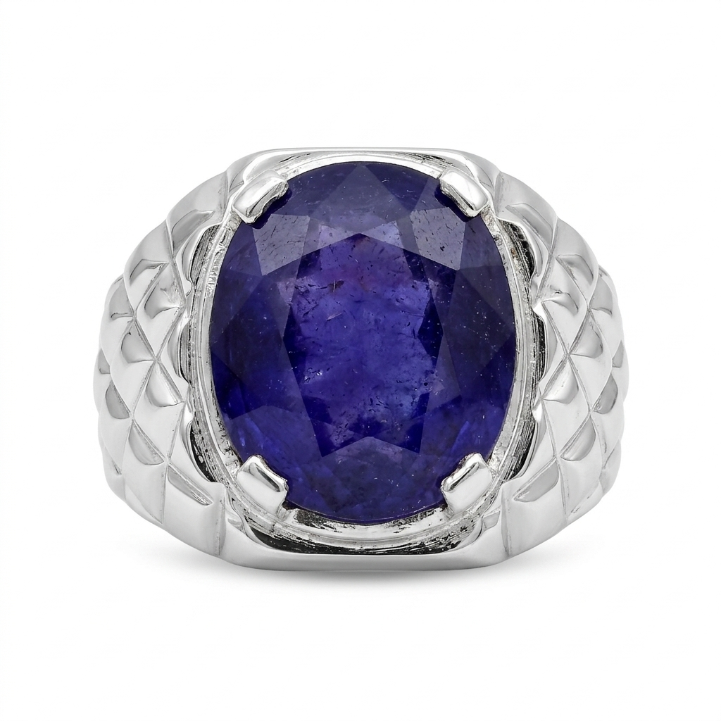 Blue Sapphire Men Ring - Classic Oval