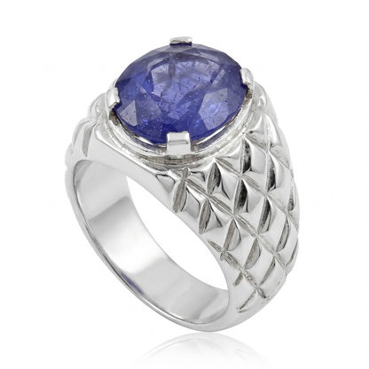 Blue Sapphire Men Ring - Classic Oval