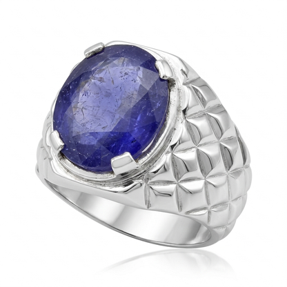 Blue Sapphire Men Ring - Classic Oval