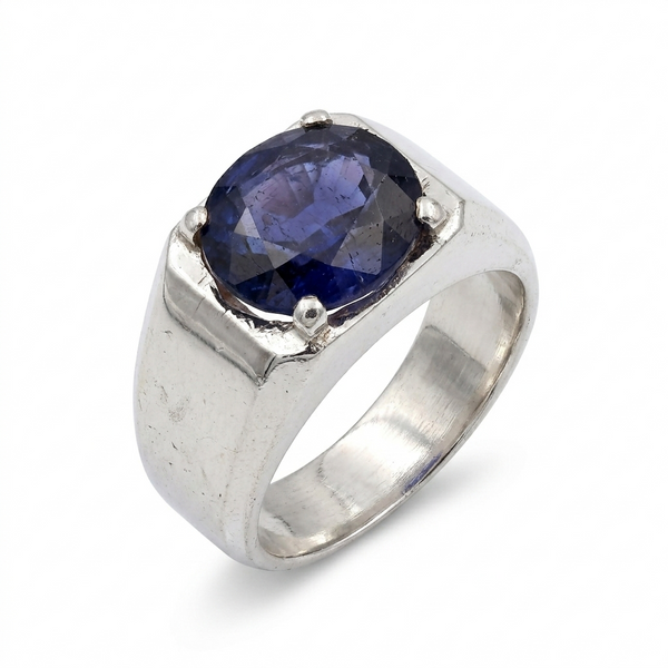 Blue Sapphire Men Ring - Oval Signet
