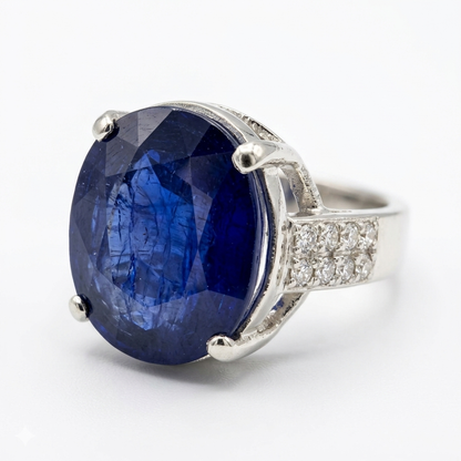 Blue Sapphire Women Ring - Oval Cathedral