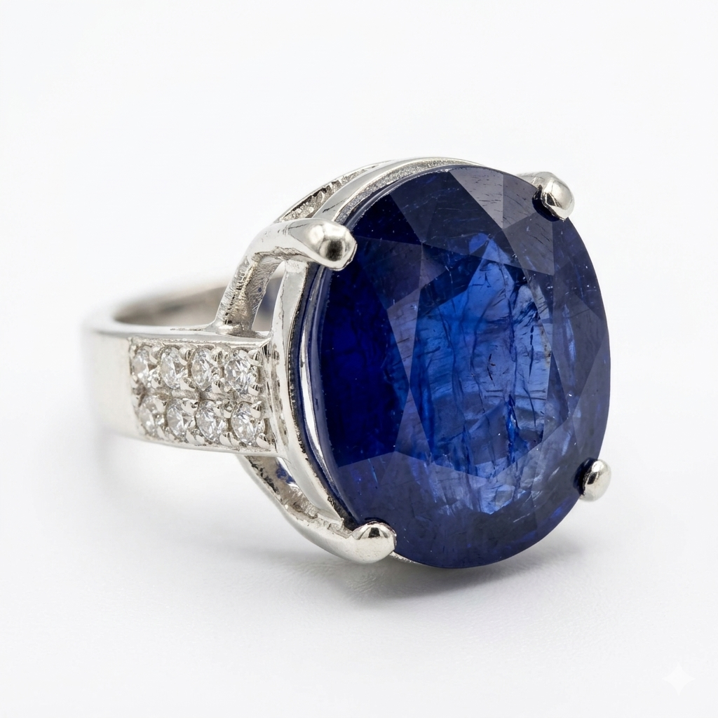 Blue Sapphire Women Ring - Oval Cathedral