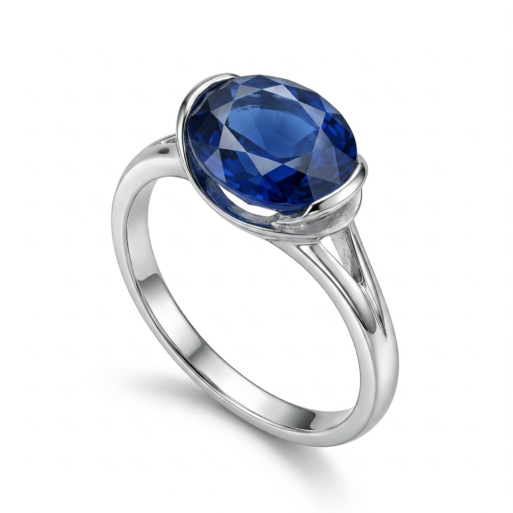 Blue Sapphire Women Ring - Signet