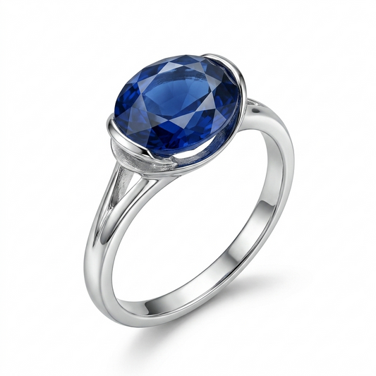Blue Sapphire Women Ring - Signet