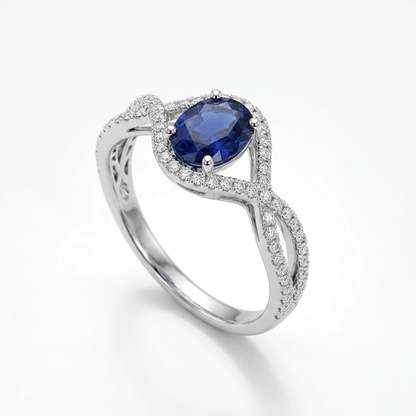 Blue Sapphire Women Ring - Infinity Halo