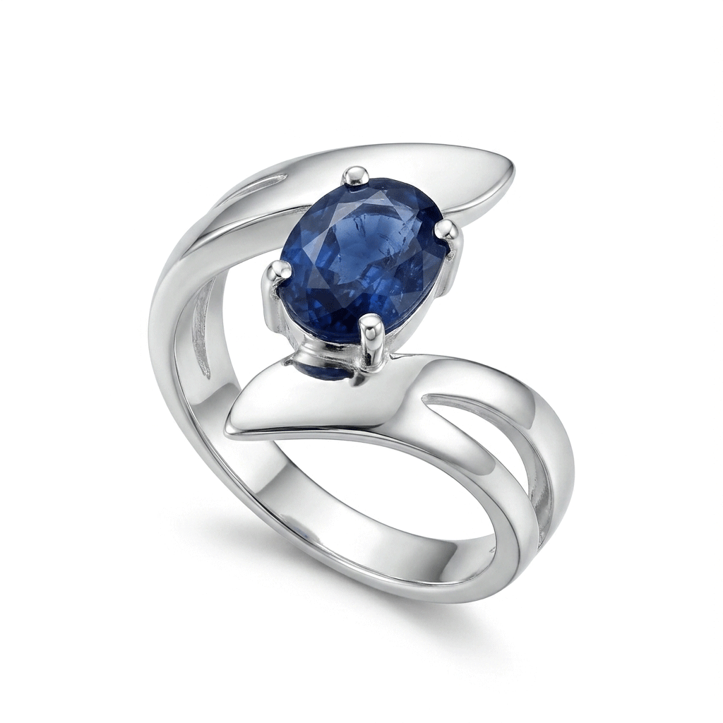 Blue Sapphire Women Ring - Twist Ring