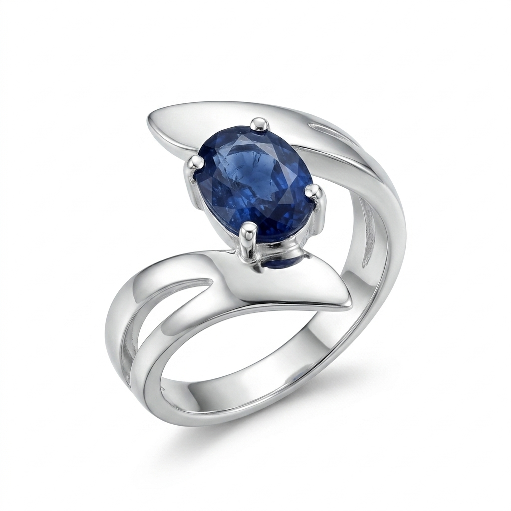 Blue Sapphire Women Ring - Twist Ring