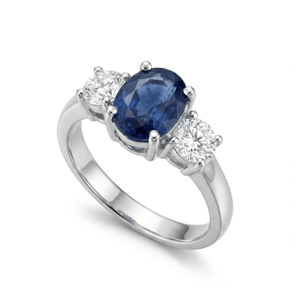 Blue Sapphire Women Ring - Three-Stone