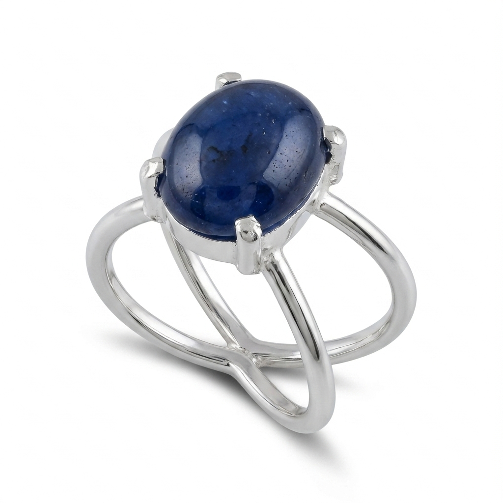 Blue Sapphire Women Ring - Dual Band