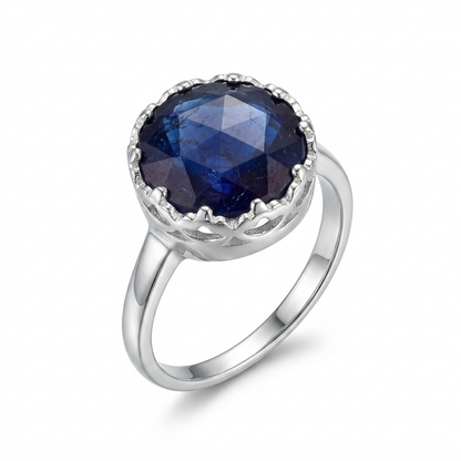 Blue Sapphire Women Ring - Round Rose