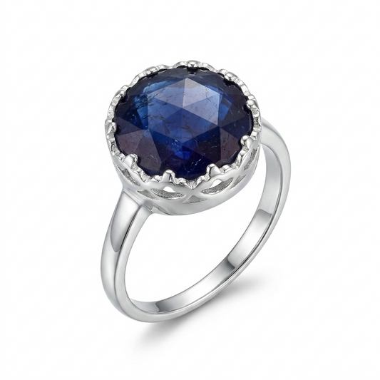 Blue Sapphire Women Ring - Round Rose
